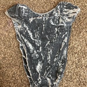 Custom made leotard velvet cap sleeve grey